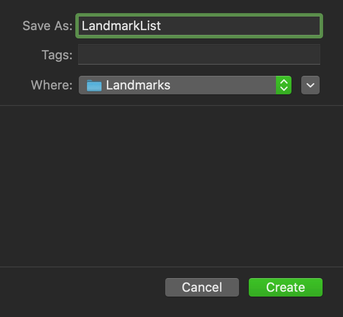 landmark list file create